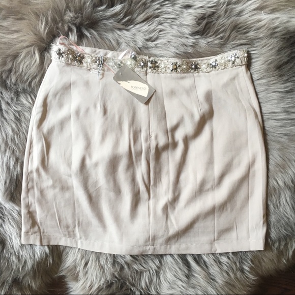Beaded Mini Skirt - Taupe - Picture 4 of 5